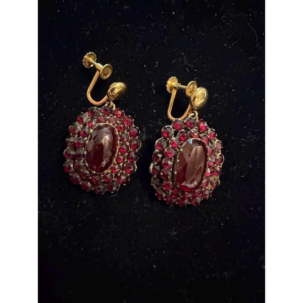 Antique Victorian Garnet Dangle Earrings